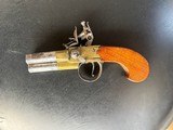 18TH CENTURY BRITISH 70 BORE THREE (3) BARRELED (STEEL) FLINTLOCK BOX LOCK PISTOL C&R - 2 of 7