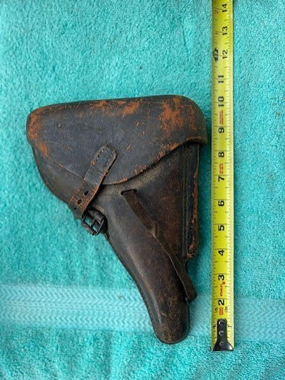 DATED WWII bdq "1941" LEATHER GERMAN P08 HOLSTER WITH STAMPED Eagle 37 MAG fxo