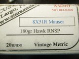Stars & Stripes Custom Load 8 X 51R Mauser180 gr. Hawk RNSP - 2 of 2