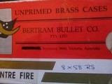 Bertam Bullet Co. Unprimmed Brass cases correct 8 X 58 RS - 1 of 2