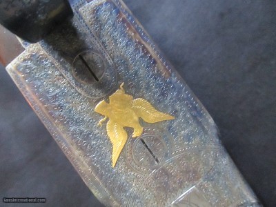 Francotte Eagle Grade 12gasidelplate with most exotic engraving & gold Eagle inlay - Image 9 of 23