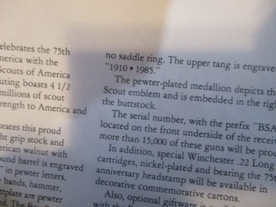 Winchester 9422XTR styleCommerative 1st Run BoyScout 75th Anniversary 1985 22 s,l,lr s#14003 bought from original buyer letter of purchase in 1985 - Image 6 of 20