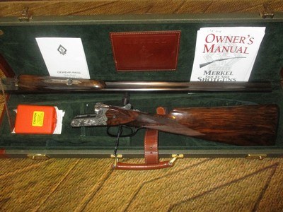 Merkel EL Petite 28ga, Baby frame Anson & Deeley BL/ Greener crossbolt, full coverage gamescenes (Pictured)