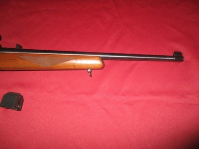 Ruger 10/22 Sporter Deluxe, Checkered Walnut 22lr, 7rd. also very rare early 50rd. teardrop drum mag. - Image 3 of 6