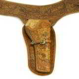 Denver tooled holster with Renalde gold/sterling buckle. - 1 of 4