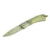 Matthew Lerch Petrified Wood Linerlock Custom Knife Damascus - 2 of 2
