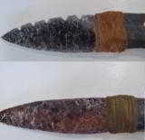 Pair of beautiful obsidian blade knives with antler handles. - 1 of 6