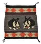 Navajo Pictorial with 2 Rabbits Eating Carrots - 1 of 1