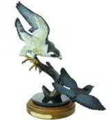 Peregreen falcon Polychrome bronze by Glenn Swanson. 22"H x 24"W. Number 8 of 35. - 1 of 4