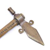 Brass spontoon pipe tomahawk with large, heavy head. File branded and brass tack decoration - 2 of 2