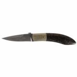 Apache Gold Handle Custom Knife Damascus Steel Blade - 1 of 5