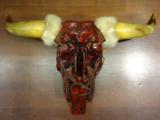 Painted Steer Skull with Rabbit Fur Wrappings - 3 of 3