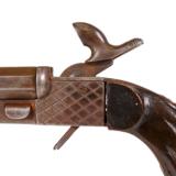 Matched Pair. Double Barrel Pin Fire Pistols with Folding Knives or Bayonets - 5 of 8