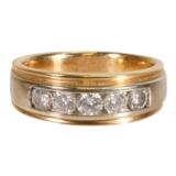 Gentleman's Ring Gold Diamond Wedding Band - 1 of 1