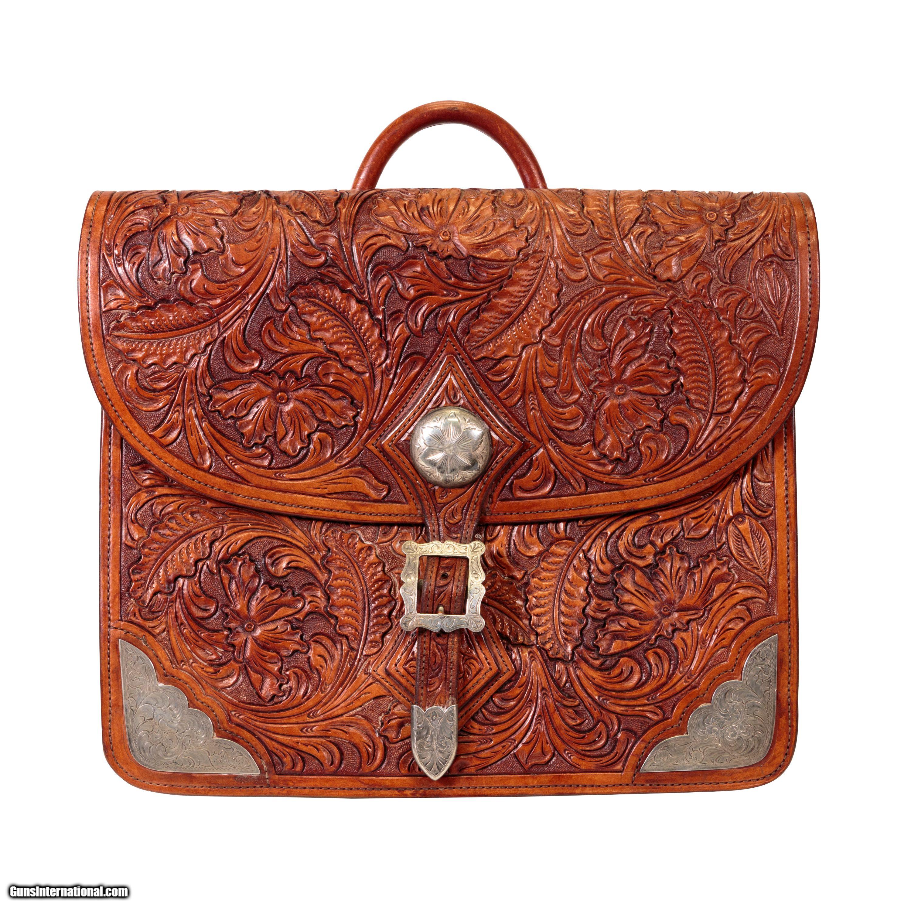 Heavily Tooled Bohlin Leather and Silver Briefcase