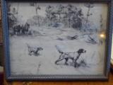 "A Setter Pair" etching by Percival Rossau - 1 of 4