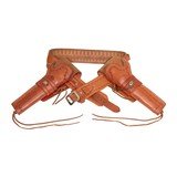 Leather Double Holster Gun Belt William Davis .42-.45 - 1 of 3