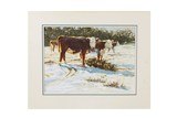"Cows in the Snow" Watercolor by Tom Browning - 2 of 3