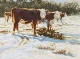 "Cows in the Snow" Watercolor by Tom Browning - 1 of 3