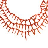 Red Coral Three Strand Necklace and Earrings - 2 of 5