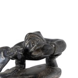 Inuit Soapstone Carving of Eskimo and Fish - 3 of 4