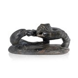 Inuit Soapstone Carving of Eskimo and Fish - 1 of 4