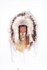 Native American Headdress on Cast Face - 1 of 5
