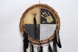 Rawhide Shield with Painted Yellow Hand - 3 of 4