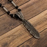 Onyx and Sterling Necklace - 5 of 6