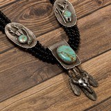Turquoise and Onyx Chief Necklace - 5 of 6
