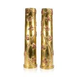 Pair Tall Trench Art Vases - 1 of 4