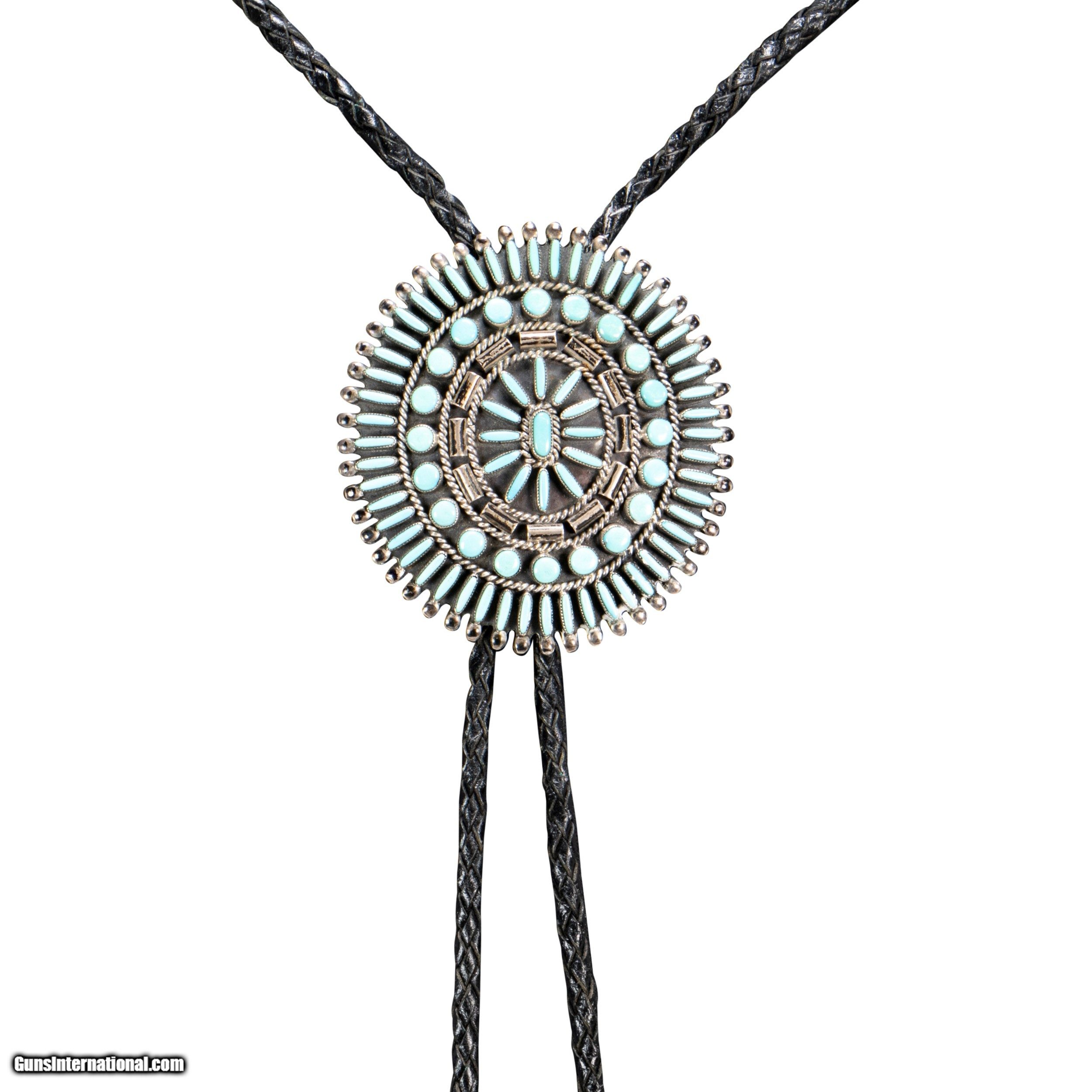 Zuni Needlepoint Turquoise Bolo for sale