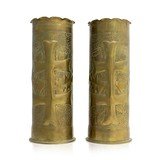Pair WWI Trench Art Vases - 1 of 6