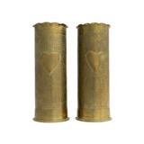 Pair WWI Trench Art Vases - 2 of 6