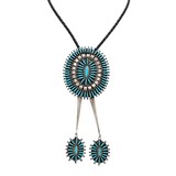 Navajo Turquoise Needlepoint Bolo - 1 of 5