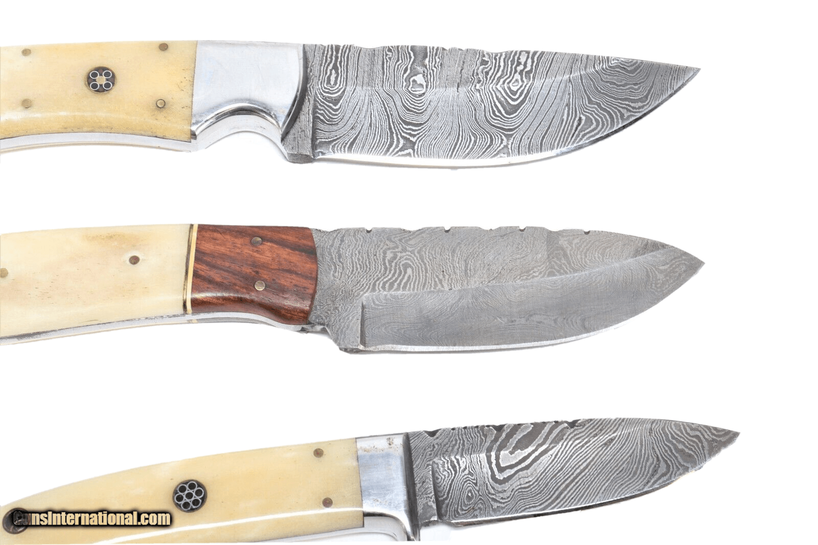 Set of Three Damascus Steel Knives