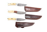 Set of Three Damascus Steel Knives