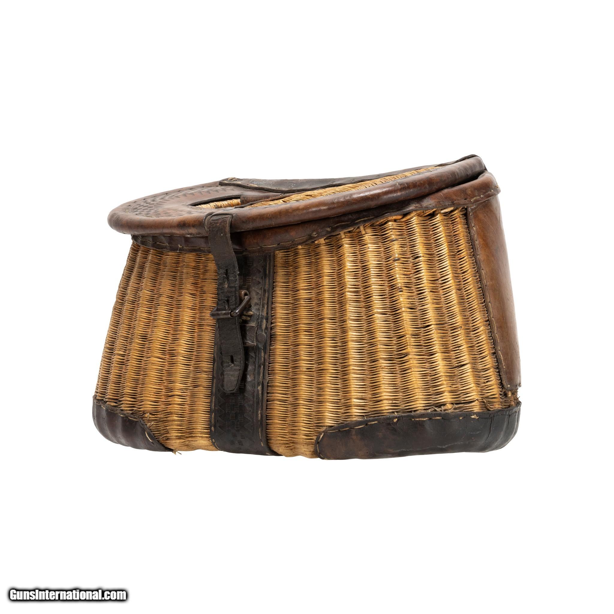 Rare Vintage Fishing Creel, Unique Vintage Wicker Fishing Basket