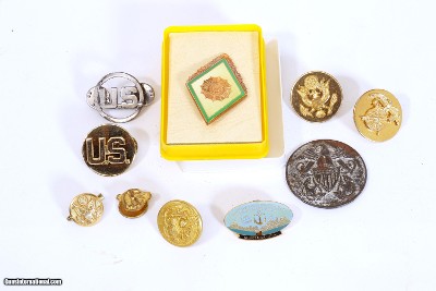 Lot of Ten Military Pins and Cufflinks