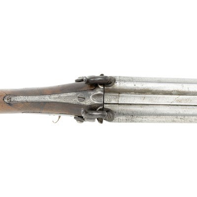 English Double Barrel Percussion Fowler Shotgun - Image 10 of 14