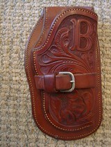 Fine hand made matched leather Holster and belt.FitsS&W 38 special & holds 24 rounds ofamo. - 2 of 6