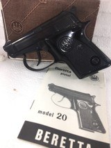 Beretta Rare model 20 Auto 25 cal. Pop-up Barrel 8+1 rounds factory rap-around grips 99% books & warrantee. - 4 of 12