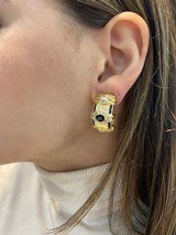 Earrings All 18 Kt Gold weight 23 grams or 14.7 DWT 28 diamonds and Sapphires in each earring - 1 of 5