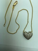 Diamond heart necklace over 1 carat in gem VS diamonds. All 18kt gold.16" chain 8.8 grams - 1 of 2