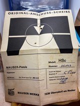 Mauser Modell HSc .380 Caliber (9mm Kurz) Pistol NEW Still has factory Cosmolien Box & all papers (Even test target ) Extra Magazine, - 6 of 10
