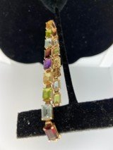 Multi colored Precious stone bracelet in all 14kt. Gold. Perfect condition - 1 of 5