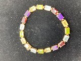 Multi colored Precious stone bracelet in all 14kt. Gold. Perfect condition - 3 of 5