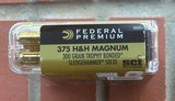 FEDERAL PREMIUM, .375 H&H MAGNUM, 300 GRAIN , TROPHY BONDED SLEDGEHAMMER SOLID, 20 ROUND BOX. - 2 of 4