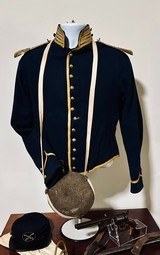 AN EARLY RARE AUTHENTIC AWESOME CIVIL WAR OFFICERS KEPI, JACKET & 1858 CANTEEN - 2 of 16
