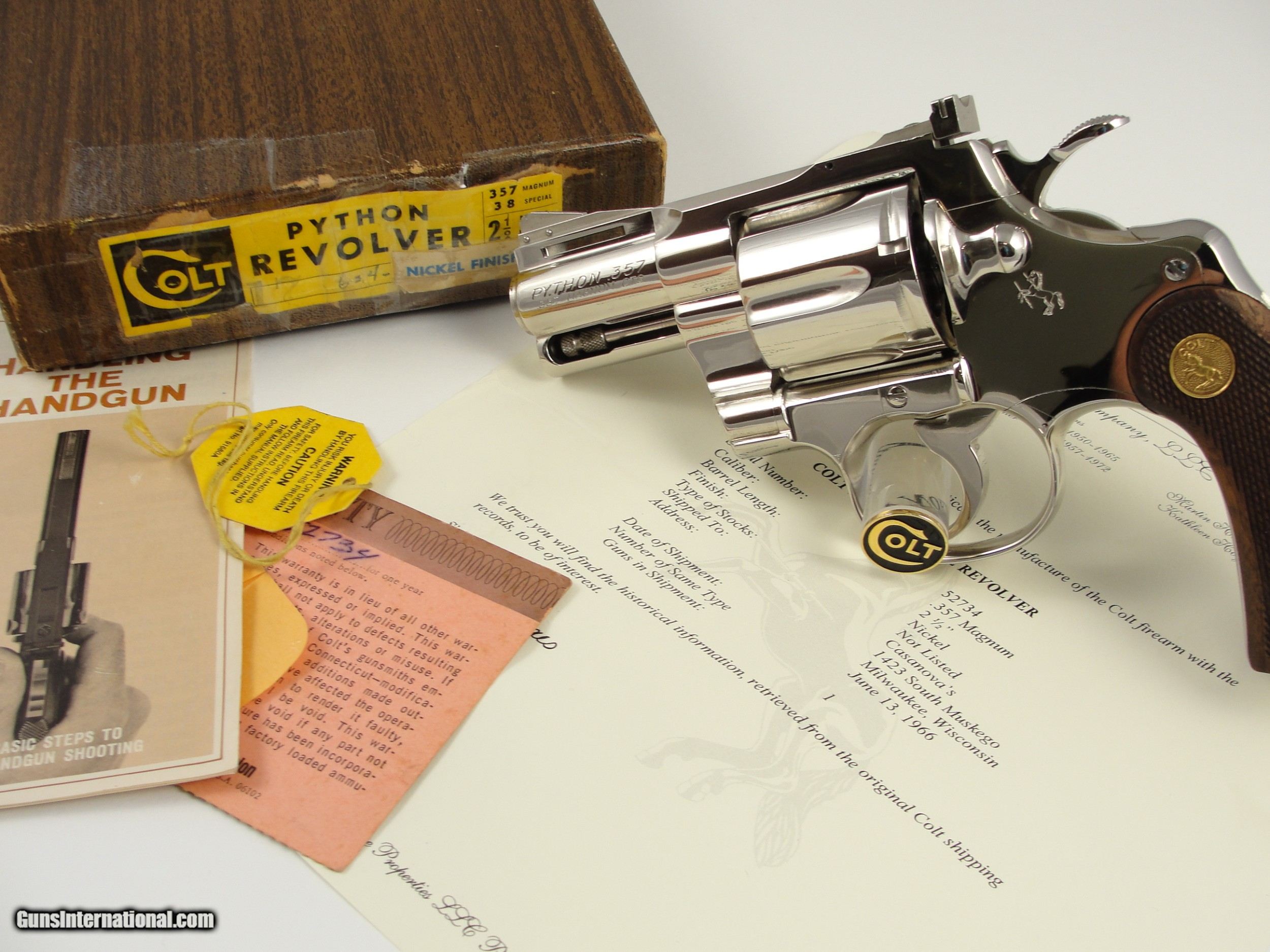 Colt Python 1966 Bright Nickel 2 1/2” with Original Box